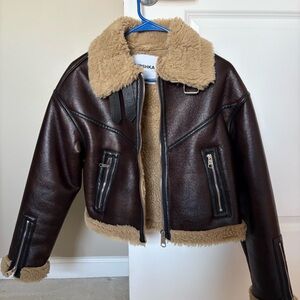 Bershka Brown Faux Leather Jacket